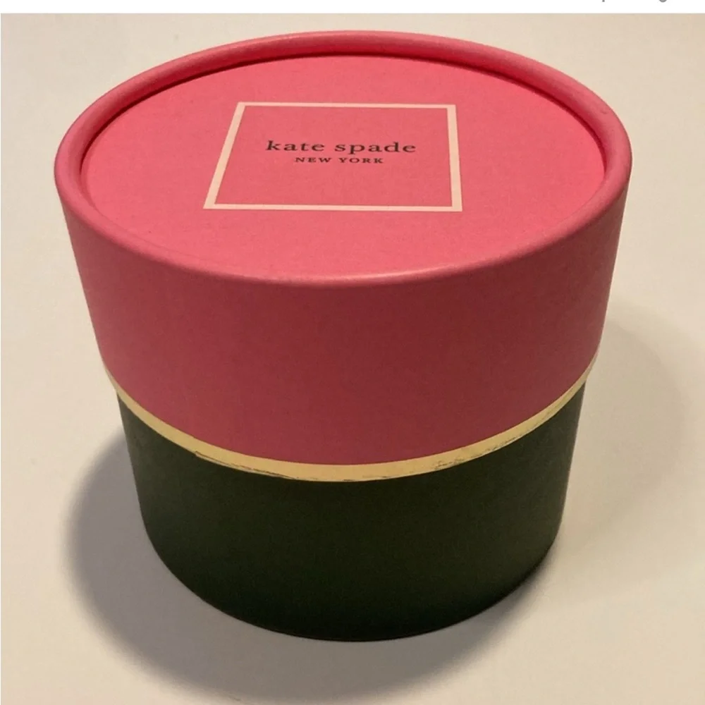 KATE SPADE round  box in pink, green  & gold trim!! FUN & FUNCTIONAL NEW